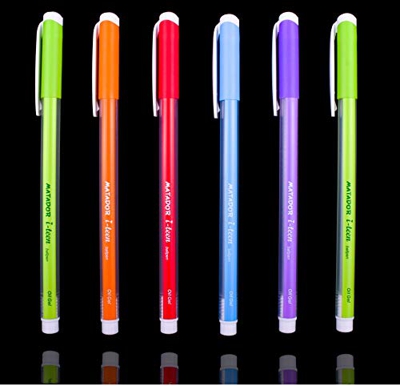 Matador i-teen - Bolígrafo de punta fina de gel de 0,5 mm, punta de punta fina – tinta negra – 6 unidades – agarre cómodo divertido diseños coloridos 