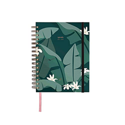 UO Agenda 2021 2022 Semana Vista, Tropical, Papel 100gr, 126 pegatinas, goma elástica, cinta registro, separadores mensuales y bolsillo, 16,8x22 cm, V precio