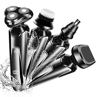 Afeitadora Eléctrica Hombre, 2NLF 4 en 1 Afeitadora Eléctrica para Hombre IP7 Impermeable Inalambrica Carga Rápida y Mojado Recortadora de Precision B