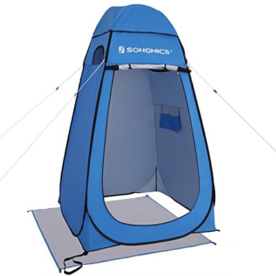 SONGMICS Tienda Ducha, Tienda portátil, Tienda de campaña baño, para Camping, Pesca, baño, Ducha, Playa, con Bolsa de Transporte con Cremallera, Azul 