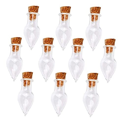 Sraeriot Mini Botellas De Vidrio Forma De Gota Frasco Transparente con Corcho Colgando Wish Bottles Barware Vino Tapones De Vino Sputs Vino Vino Mini 