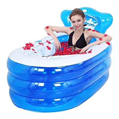 GAOTTINGSD Piscinas Hinchable Bañera Inflable de Protección Ambiental de PVC portátil Adulto bañera baño SPA Azul 130 * 75 * 70cm