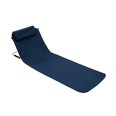Colchoneta de playa con respaldo ajustable y cojín, colchoneta aislante portátil, 160 x 54 cm, para tumbonas con ruedas, tumbonas y tumbonas de jardín
