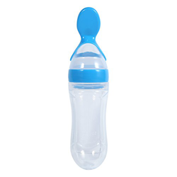 1 Unid 90 ml Cuchara de Silicona para Bebé Niño Botella de Alimentación con Alimento Fresco Apriete Caliente Socialme-EU(Azul) en oferta