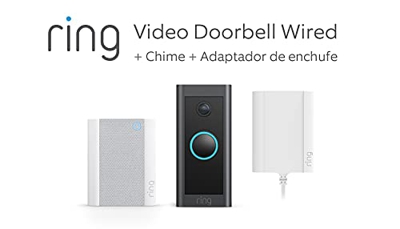 Te presentamos el Ring Video Doorbell Wired + Adaptador de enchufe y Chime de Amazon | Vídeo HD, detección movimiento avanzada y adaptador de enchufe 