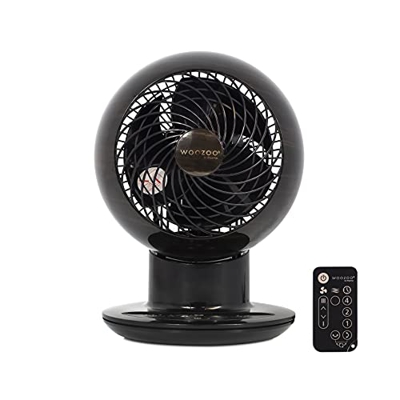 Iris Ohyama 531531 Ventilador de mesa potente y silencioso con control remoto, Temporizador, Oscilación multidireccional, 30m², 38W, Aspecto madera/Ne
