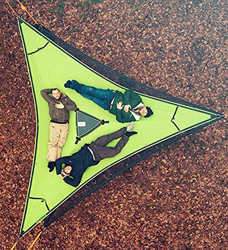 KTYX Hamaca Aérea Gigante para Acampar al Aire Libre, Portátil para Varias Personas, 3 Puntos, Hamaca Triangular de Malla de Lona, Carpa para Árboles  en oferta