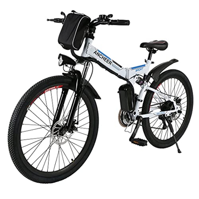 ANCHEER Bicicleta Eléctrica de Montaña de 26/27,5", Bicicleta Eléctrica con Batería de Litio de 8Ah /10Ah /12,5Ah y Desviador de 21 Velocidades (AE3_B