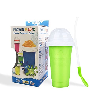 Homemari Taza de batido de congelación rápida, taza de enfriamiento, taza de doble capa, taza de enfriamiento rápido de silicona (verde)
