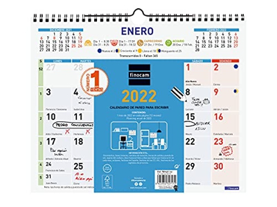 Finocam - Calendario 2022 M - 300x247 mm Color de Pared para Escribir Español