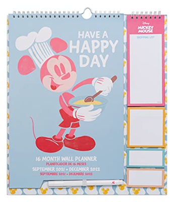 Calendario de pared Disney - Planificador mensual Mickey Mouse - Planificador Grupo Erik │Calendario agenda de pared 16 meses - Planner ideal para la 