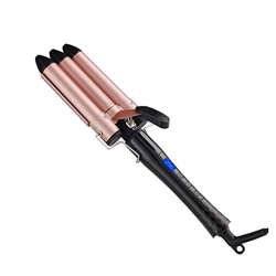 Curiador de cabello 3 Barril Hair Waver Curling Hierro 190-450 ℉ Temperatura ajustable Curling Wand Big Wave Turmalina Cerámica Cámara deitos Pinzas P características