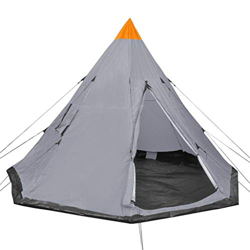 vidaXL Tienda de Campaña para 4 Personas Camping Carpa Senderismo Campamentos Festival Piramidal Impermeable Viaje Jardín Patio Exterior Gris precio