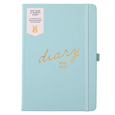 Busy B - Agenda Busy Life mediados de año 17 meses Agosto 21 - Deciembre 22. Agenda académica azul 2021-2022 planificador A5 semanal con portabolígraf