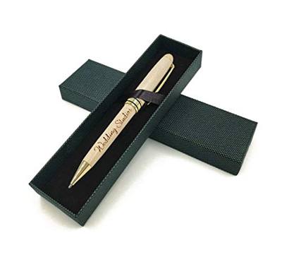 Juego de bolígrafo y estuche de madera de arce grabado personalizado (Con caja de regalo negra)