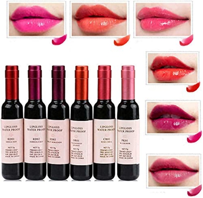 Wine Liquid Lipstick, 6 Colors Lady Long Lasting Make Up Gloss Matte Lip Tint Wine Bottle Cover, Waterproof Moisturizing and Non-Stick Cup Lip Gloss L