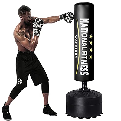 KUKU Saco De Boxeo Independiente 69 Pulgadas Saco De Boxeo Pesado con Base De 15 Ventosas para Adultos, Jóvenes, Niños, Hombres Stand Saco De Kickboxi