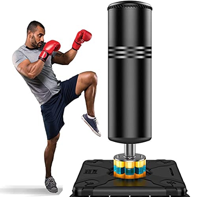 KUKU Saco De Boxeo Resistente con Soporte para Adultos, 70 Pulgadas, Saco De Kickboxing Pesado Independiente con Base De Ventosa Resistente, Equipo De