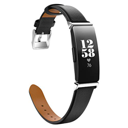 MoKo Compatible con Fitbit Inspire/Inspire HR/Inspire 2 Reloj Correa, Pulsera Clásica de Cuero con Conectores metálicos, Las Bandas de Reemplazo - Neg características