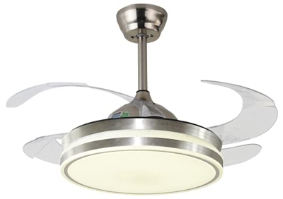 BEL AIR HOME - Ventilador Plafón de Techo Serie Cocon Motor DC con Aspas Desplegables con Luz Led 36W (3000K, 4000K, 6500K) Con Mando a Distancia Incl