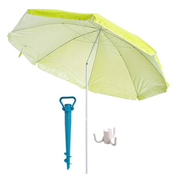 H HANSEL HOME Sombrilla de Playa con Soporte de Tornillo y Percha, Acero, Inclinable, Protección Solar UPF+50 (Verde, Ø 220 CM) características