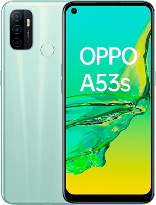 Oppo Smartphone A53S, 6,5" LCD 90HZ, Triple cámara 13 + 2 + 2 MP, Snapdragon 460, Android 10 + Color OS 7.2, 4GB + 128GB, 5000 mAh + Carga 18W, Mint C