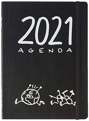 Miquelrius - Agenda 2021 T-Diary, Español, Semana Vista, Tamaño 155 x 213 mm (A5), Papel 90 g, Cubierta Flexible en Cuero Regenerado, color Negro, Com