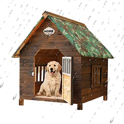 Caseta Perros Exterior, Casetas Madera Perros Grandes, Casita Gatos, Casa de Perroscon Puerta para Pequeños/Medianos/Grandes, Casita para Perros Exter