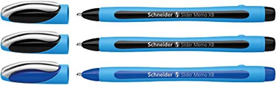 Bolígrafo Schneider Slider Memo XB con tapa, grosor de trazo: XB, color de texto:Fabricado en Alemania, estuche de 3 unidades, color schwarz/schwarz/b