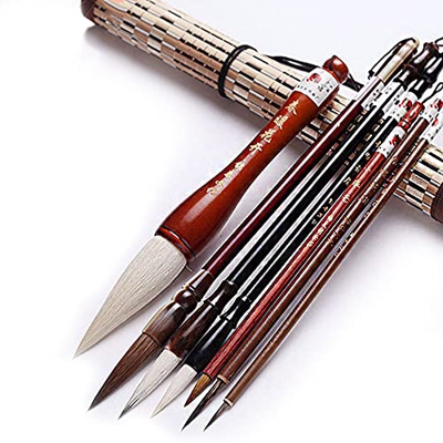 ANCLLO Excelente cepillo de caligrafía china Kanji japonés Sumi cepillo de dibujo (4 tamaños con bolsa de cepillo)