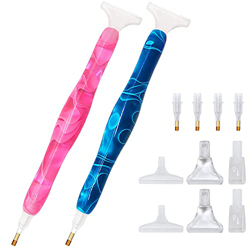 2 juegos de bolígrafos de pintura de diamante, maxin 5D DIY diamante pintura bolígrafo herramienta de pintura de diamante para pintar bordado con 4 ti en oferta