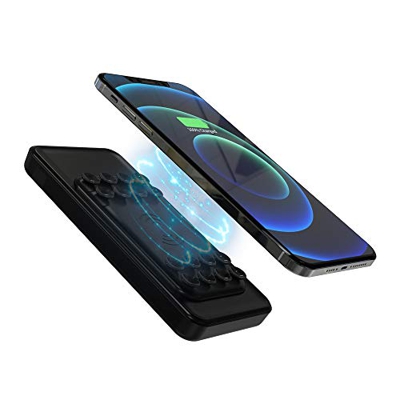 MOXNICE Bateria Externa Inalámbrico Power Bank Wireless 10000mAh, 18W QC3.0 y PD 3.0 USB C Powerbank para Teléfonos Inteligentes y Tabletas (Negro)