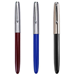 Jinhao 51A - Juego de pluma estilográfica de plástico, tapa de acero inoxidable, bolígrafos de tinta extrafina de 0,38 mm características