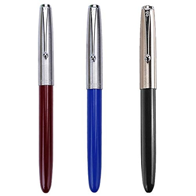 Jinhao 51A - Juego de pluma estilográfica de plástico, tapa de acero inoxidable, bolígrafos de tinta extrafina de 0,38 mm