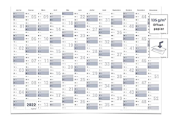 Calendario de pared / planificador anual 2022 – DIN A1 (84,0 x 59,4 cm) grande, plegado, azul-gris en oferta