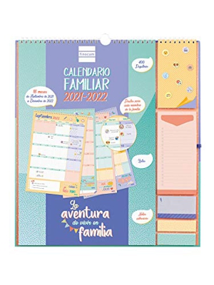 Finocam - Calendario de Pared Familiar Aventura Plus 16 meses 2021 2022 Mes Vista Español, plus - 340 x 380