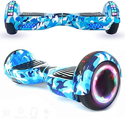 Magic Way Hoverboard - 6.5" - Bluetooth - Motor 700 W - Velocidad 15 km/h - LED - Patinete Eléctrico Auto-Equilibrio - para niños y Adultos (Camuflaje