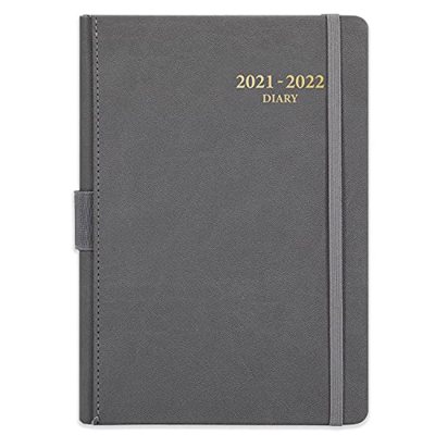 Agenda 2021-2022 A5 Página al día - Julio 2021-junio 2022, Agenda Anual 2021-2022, Planificador diario 2021-2022, 14,8 cm × 21,4 cm, gris