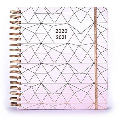 Tri-Coastal Design - Agenda de 17 y 18 meses - Organizadores semanales y mensuales de agendas académicas personales con un diseño único (Pink Marble)