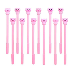 YHYX 12 Piezas Boligrafos Bonitos Pluma gel Cerdo Rosa Bolígrafos de Tinta Gel Negra de Punta Extra Fina Material Escolar Kawaii 0.5 mm Pluma de Firma en oferta