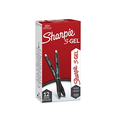 Sharpie S-Gel | Bolígrafos de gel | Punta mediana (0,7 mm) | Tinta negra | 12 unidades