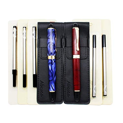 Abcsea 2 piezas Jinhao 450 plumas bolígrafos rollerball elegantes, bolígrafos fineliner de punta fina 0.5mm (hierba roja y flor azul), con 5 piezas re