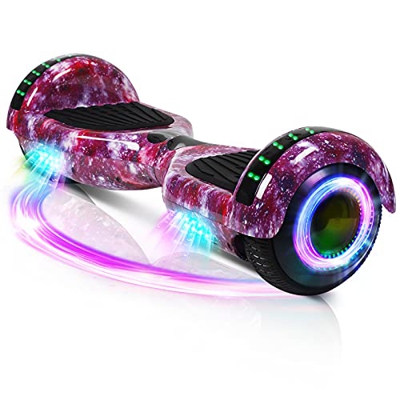 Hoverboard, Patinete Flotante autoequilibrado de 6.5 "con Ruedas, Altavoz Bluetooth, Luces LED para niños y Adultos (Estrella Rosa)