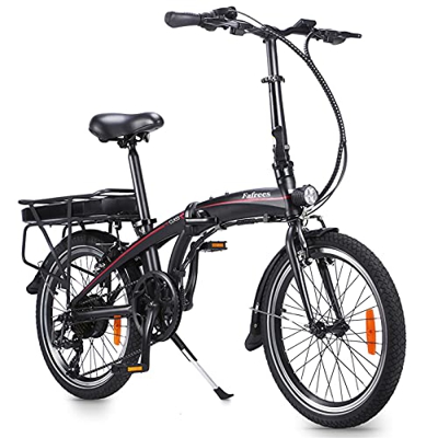 Bicicleta eléctrica plegable de 20 pulgadas, bicicleta eléctrica plegable, bicicleta eléctrica plegable eléctrica con luz LED, 120 kg (negro y rojo, b