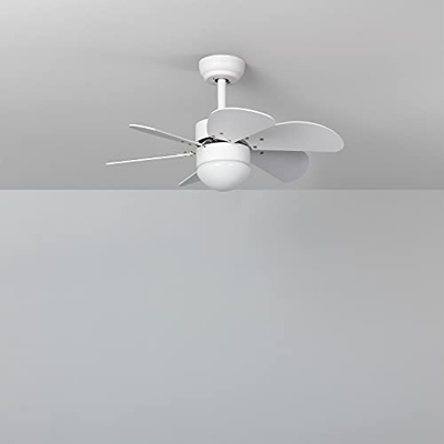 TECHBREY Ventilador de Techo Orion con Plafón LED y Mando a Distancia, 6 Velocidades, Temporizador, Silencioso, Color Blanco 81cm Motor DC 6 Aspas Sis