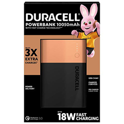 Duracell Powerbank de 10050 mAh, Bateria externa movil con USB C y Carga rápida IN/OUT, Power Delivery 18W y Quick Charge 3.0 para Iphone, Samsung, Xi características