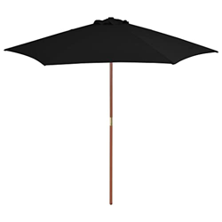 vidaXL Madera Sombrilla de Jardín con Palo Parasol Exterior Patio Terraza Protección contra Rayos Ultravioleta Playa Piscina Toldo Negra 270 cm precio