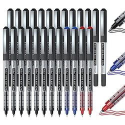 Bolígrafo RollerBall, Shuttle Art 25 Pack (21 negro 2 azul 2 rojo), bolígrafo de punta fina, bolígrafos de tinta líquida de 0,5 mm para escribir en di características