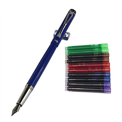 Gullor 301 normal Plumín Pluma con el cartucho de la bolsa y 5 colores de tinta pluma original - Azul