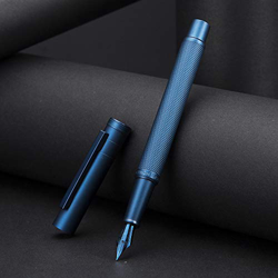 Pluma Estilográfica Hongdian Pluma de Punta Fina Bosque Azul Oscuro, Diseño Clásico con Convertidor y Estuche de Metal características
